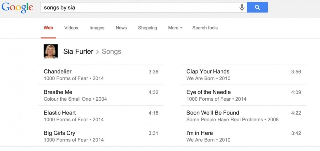Google find songs by bands