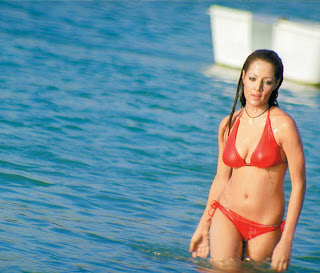 Celina Jaitly in Red Bikini