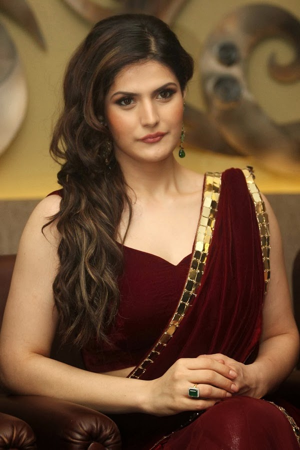 Zarine Khan Hot Photos in Red Saree